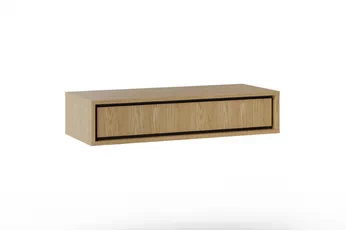 Závesný toaletný stolík Rocco 85 cm so zásuvkou, dub baltic dune s čiernymi vložkami