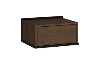 Závěsná noční skříňka Zenar 50 cm s šuplíkem, ořech elegant a černý korpus