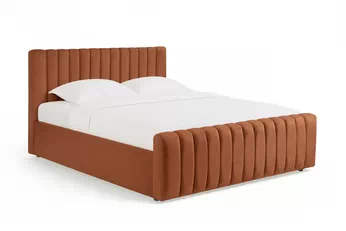 Čalouněná postel Livani 160x200 v měděném sametu Velluto 33 s vysokým čelem