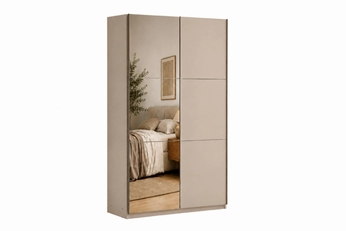 Posuvná skříň Laris 120 cm béžová s zrcadlem na dvířkách