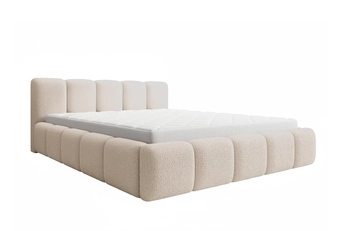 Čalouněná postel Tesia 180x200 světlá s vysokým prošívaným čelem, pohled ze strany