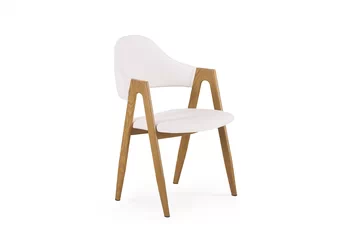 Stolička čalúnená Elisio - Biela Ekokoža / nožičky Dub medový