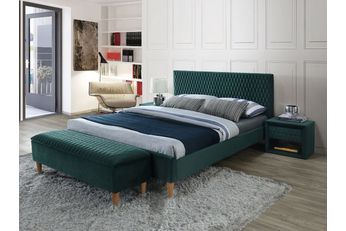 Čalúnená posteľ Azurro 160x200 - zelená / dub