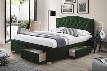 Čalúnená posteľ Electra Velvet 160x200 - zelená / dub