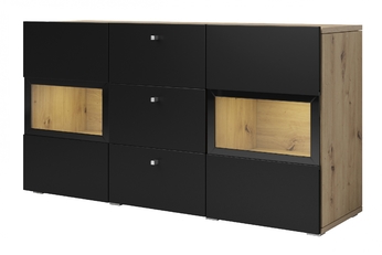Komoda se zásuvkami Baros 26 - 132 cm - dub artisan / černá mat - Omezená nabídka z expozice