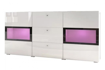 Komoda Baros 26 se zásuvkami 132 cm - bílý lesk