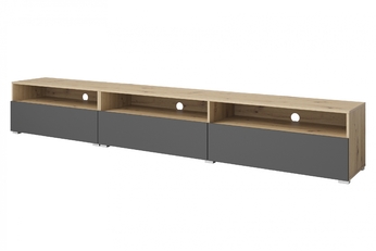 skříňka RTV Baros 40 z wnekami 270 cm - dub artisan / šedá mat