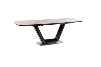 stôl rozkládací Armani 160(220)X90 - ceramic Biely/čierny mat mracamový efekt 