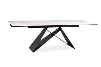 Stôl rozkladany Westin 160-240x90 - bial mramor / Čierny mat