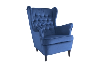 Křeslo HARRY VELVET tmavě modrý BLUVEL 86 / Wenge 