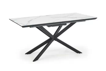 Stôl rozkladany Valemio 160-200x90 cm - Biely mramor / Čierny