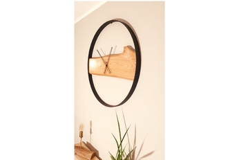 Dřevěné nástěnné hodiny KAYU 11 Dub Červený v Loft stylu - Černý - 70 cm