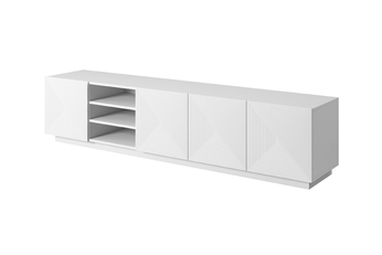 TV skrinka Asha s frézovaným frontom i wneka 200 cm - biely mat