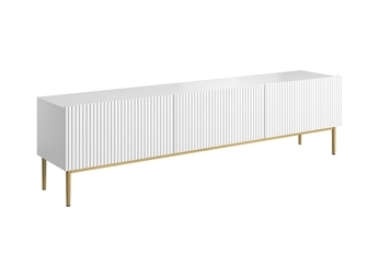TV skrinka z szuflada Nicole 200 cm - biely mat / zlote nozki