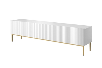 TV skrinka z szuflada Nicole 200 cm - biely mat / zlote nozki