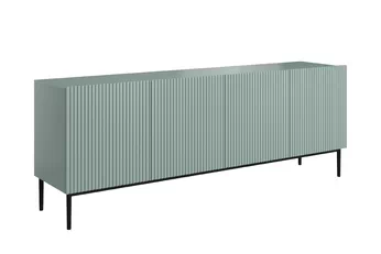 Komoda Nicole 200 cm čtyřdveřová s frézovanou přední částí - šalvěj / černá nozki - Limitowana oferta