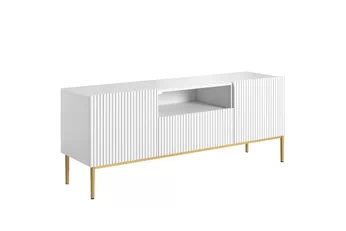skříňka RTV Nicole 150 cm z szuflada i wneka - bílý mat / zlote nozki