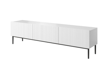 TV skrinka z szuflada Nicole 200 cm - biely mat / čierny nozki