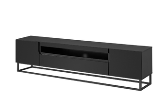 TV skrinka s kovovou podstavou Loftia 200 cm - čierny/čierny mat