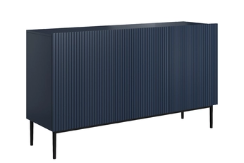 Komoda Nicole 150 cm třídveřová s frézovanou přední částí - námořnická modrá / černá nozki - Limitowana oferta