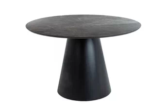 Stôl okragly Angel 120 cm - šedý mramor / Čierny