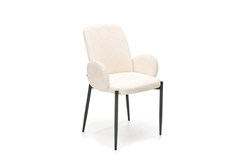 Stolička čalúnená Estavio z podlokietnikami - boucle Krémový