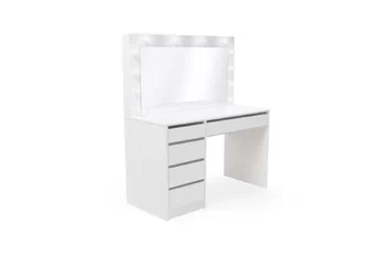 Toaletný stolík Velinio XL 120 cm so zásuvkami i oswietleniem - Biely
