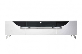TV skrinka Elario 180cm - biely lesk MDF / nožičky Chrom 