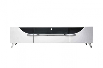 TV skrinka Elario 180cm - Biely lesk MDF / čierne nožičky