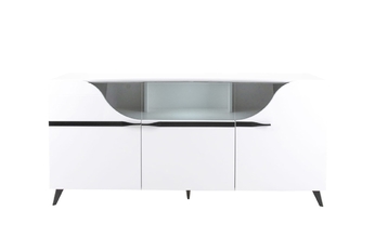 Komoda Elario 180cm - Biely lesk MDF / čierne nožičky