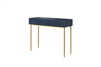 modern konsola / toaletka fiokokkal Nicole 100 cm - Sötétkék MDF / arany lábak