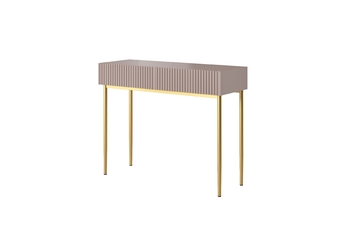 modern konsola / toaletka fiokokkal Nicole 100 cm - antik rozsaszín MDF / arany lábak