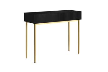 Toaletný stolík Nicole 100 cm so zásuvkami - Čierny mat / zlote nozki