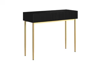 Toaletný stolík Nicole 100 cm so zásuvkami - Čierny mat / zlote nozki