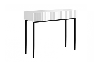 Toaletný stolík Nicole 100 cm so zásuvkami - biely mat / čierny nozki