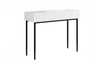 Toaletný stolík Nicole 100 cm so zásuvkami - biely mat / čierny nozki