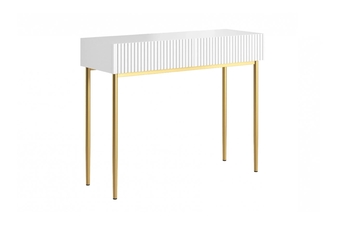 Toaletný stolík Nicole 100 cm so zásuvkami - biely mat / zlote nozki