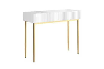 Písací stôl Nicole 100 cm so zásuvkami - biely mat / zlote nozki