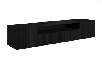 TV skrinka závesná Nicole 200 cm z wneka i zásuvkami - Čierny / Čierny mat
