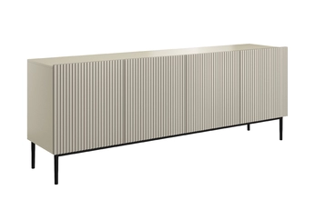 Komoda Nicole 200 cm štvordverová s frézovaným frontom - kašmír / čierny nozki