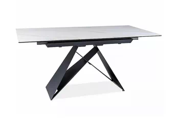 Stôl rozkladany Westin 120-160x80 cm - Biely mramor / Čierny