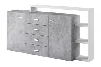 Komod Bota 27 fiokokkal i nadstawka 180 cm - fehér / beton colorado