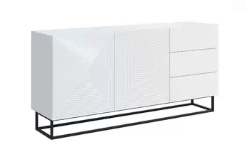 Komoda Asha 167 cm so zásuvkami i metalowymi nogami - biely lesk