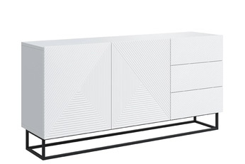 Komoda Asha 167 cm dvojdverová so zásuvkami - biely mat / Čierny Rošt