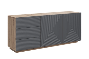 Komoda Asha 167 cm dvojdverová so zásuvkami - artisan / rivier stone mat