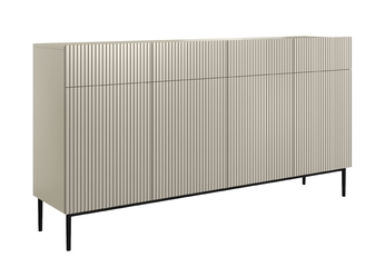 Komoda čtyřdveřová Nicole 200 cm se zásuvkami s frézovanou přední částí - kašmír / černá nozki