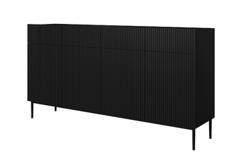Komoda Nicole 200 cm se čtyřmi zásuvkami i metalowymi nogami- černá mat / černá nozki