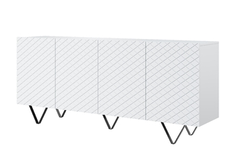 Štvordverová Komoda Scalia 190 4D - biely mat / čierny nožičky