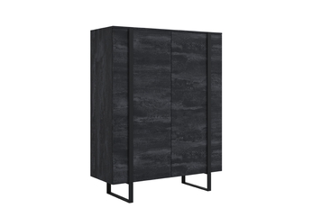 Komoda vysoká Verica 120 cm dvojdverová - Čierny beton / čierny nozki