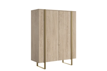 Komoda vysoká Verica 120 cm dvojdverová - Dub biszkoptowy / zlote nozki